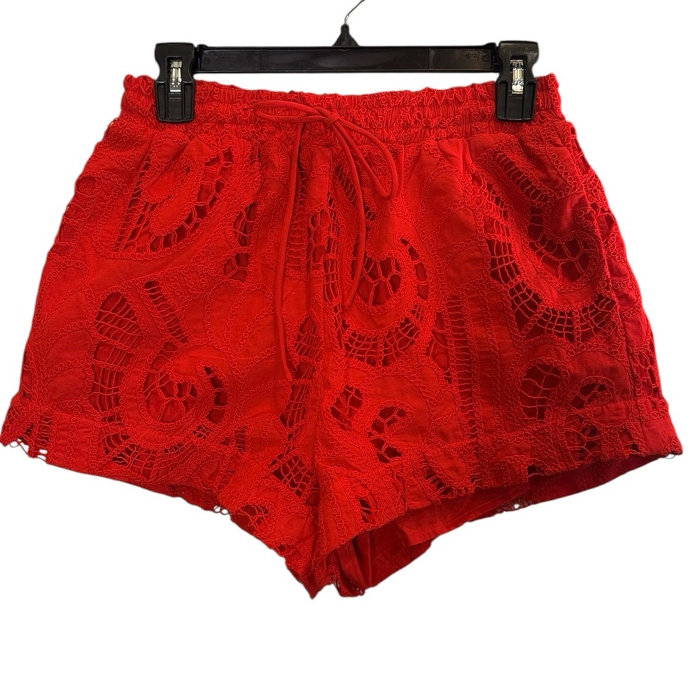 Suboo Women’s Florence Broderie Red Crochet Lace Short sz S